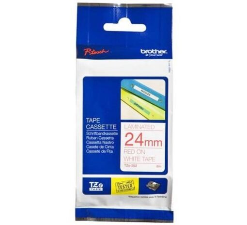Brother TZE-252 24mm Red on White tape